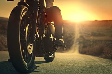 Motorcyclist on roadway. Motorcycle Accident lawyer