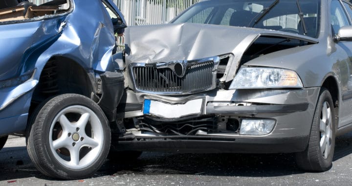 two cars damaged after an accident